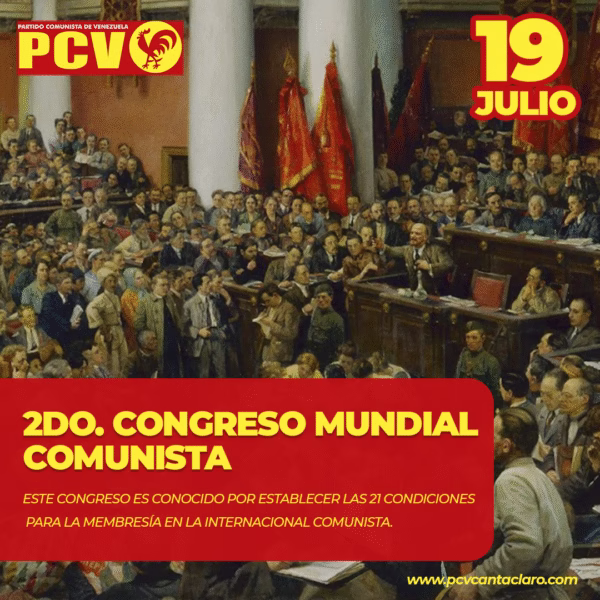 El Segundo Congreso Mundial de la Internacional Comunista se celebró en Petrogrado y Moscú del 19 de julio al 7 de agosto de 1920.  Este congreso es conocido por establecer las 21 Condiciones para la membresía en la Internacional Comunista.
