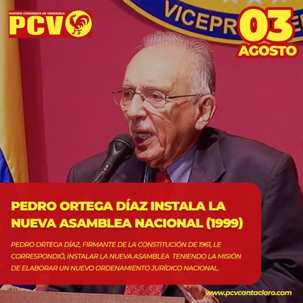 Pedro Ortega Díaz, militante del PCV y diputado electo, firmante de la Constitución de 1961, le correspondió, instalar la nueva Asamblea teniendo la misión de elaborar un Nuevo Ordenamiento Jurídico Nacional que debía encaminar a la nación por los nuevos esquemas de bienestar social, económico y político.